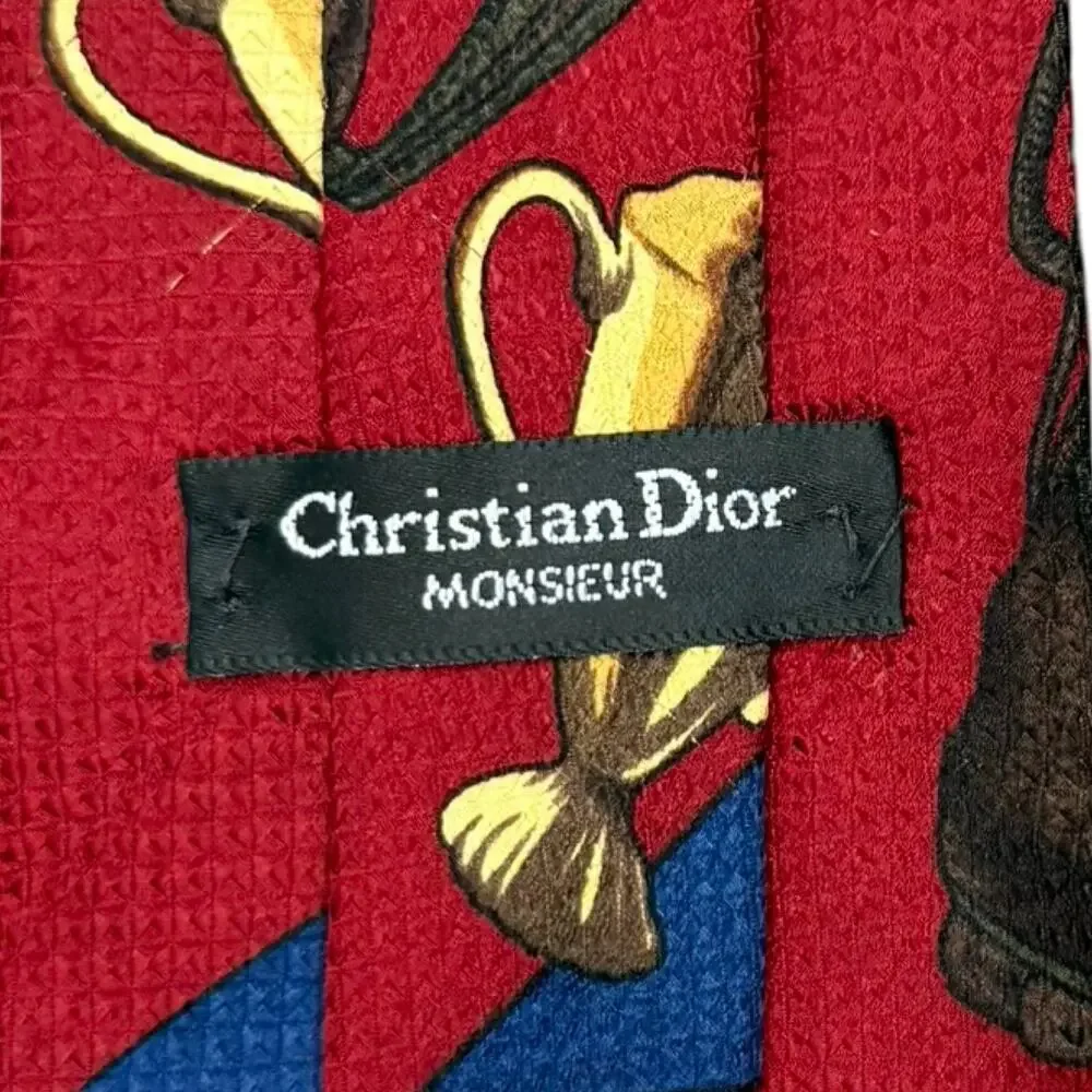 Vintage 90s Christian Dior Monsieur Golf Ball Clubs Championship Necktie Tie
